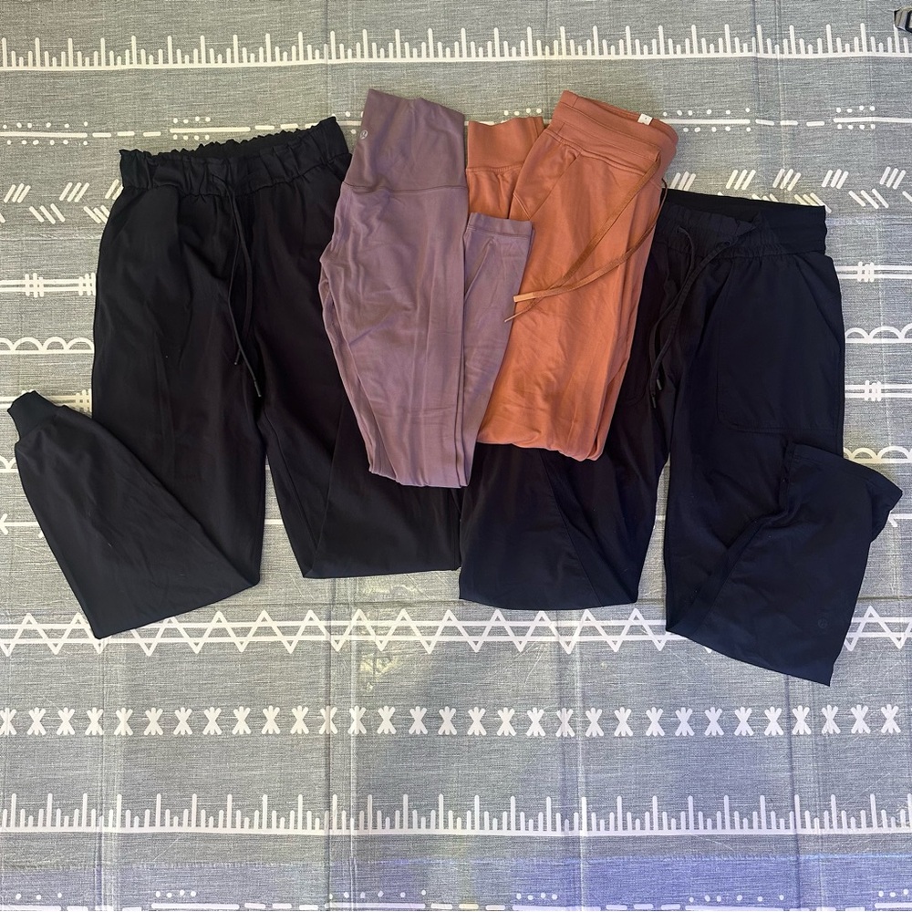 Lot of Lululemon Size 4 Yoga Pants, Joggers, Straight Leg Black Purple Orange